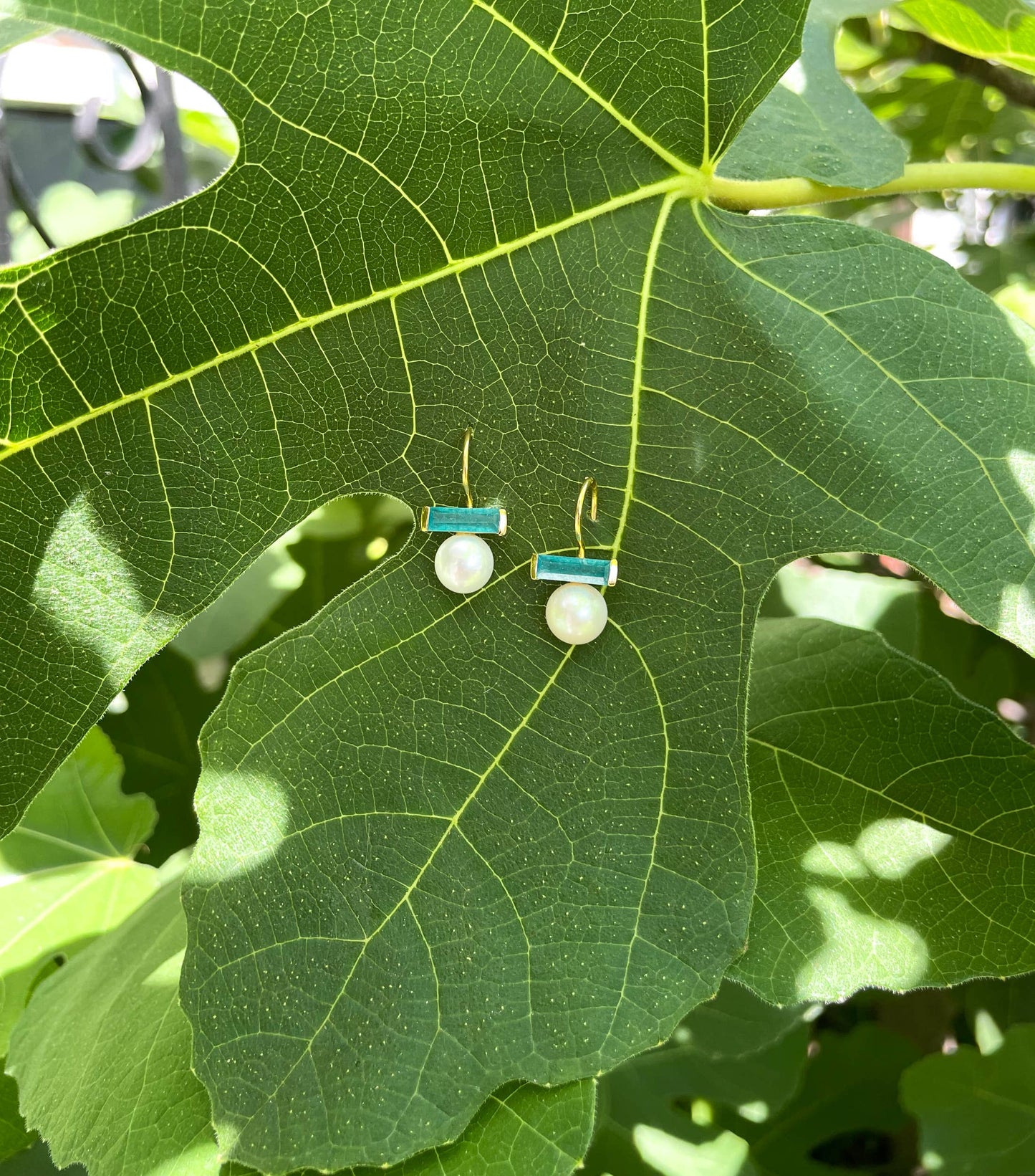 AJS Design Studio - Jade and pearl drop earrings