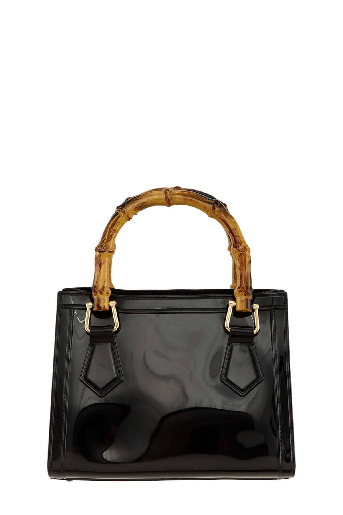 anbfashion - SQUARE SHAPE AND BAMBOO HANDLE JELLY BAG 2326: White