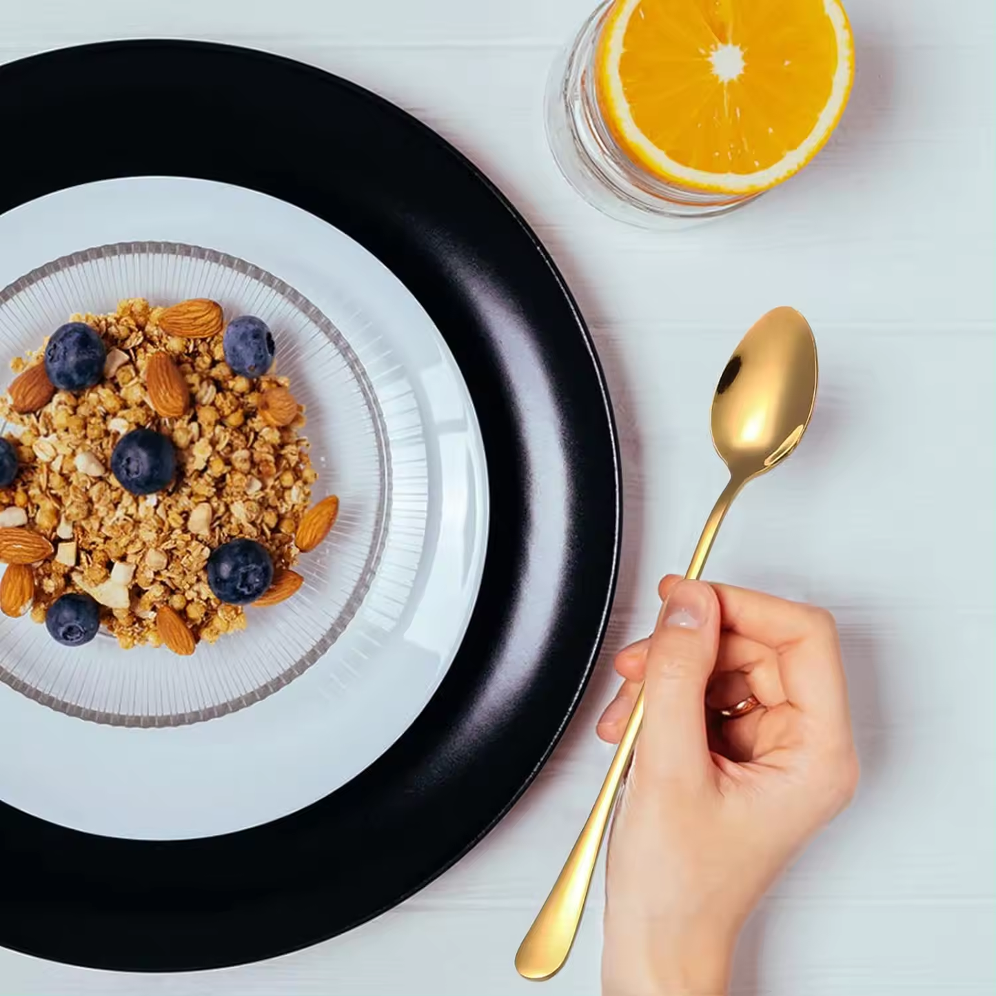 Sostraw & SmartThings - Long Spoon - 2 shapes - 4 colors - Coffee, Tea, Ice cream: Rose Gold / Pointed Head