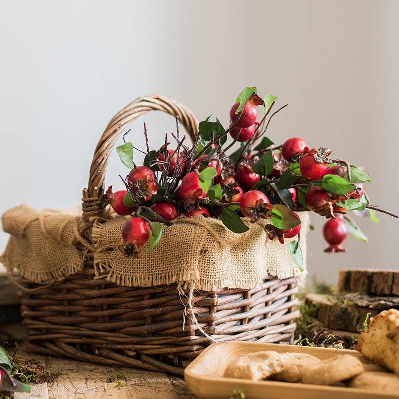 Rustic Reach - Artificial Fruit Pomegranate Fruit Bouquet 12" Tall: One Bouquet