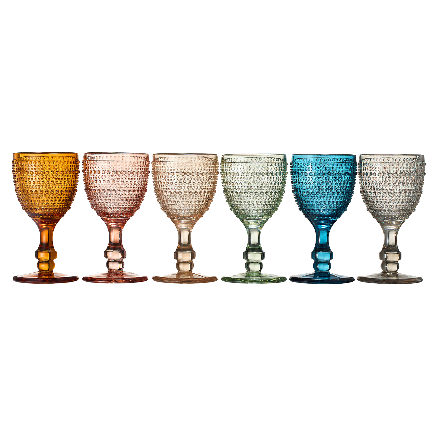 The Wine Savant / Khen Glassware - Beaded Goblet Wine Drinking Glasses Set | Set of 6 | 14.8 OZ