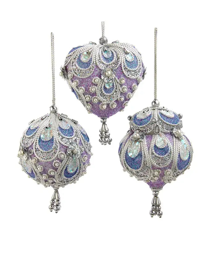 Kurt S. Adler, Inc. - 3-5.5"LAV/BLUE/SILVER ORNAMENT 3/A