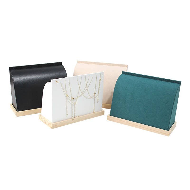 Zakka Canada - Solid Wood Base Necklace Display Stand Stylish Jewelry: Beige Velvet