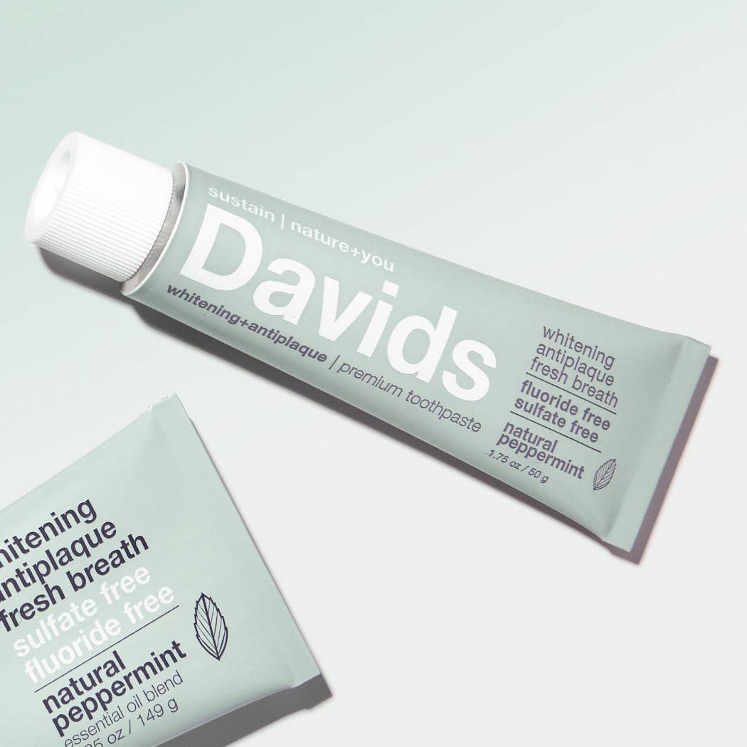 Davids Natural Toothpaste - Davids travel size premium toothpaste / peppermint