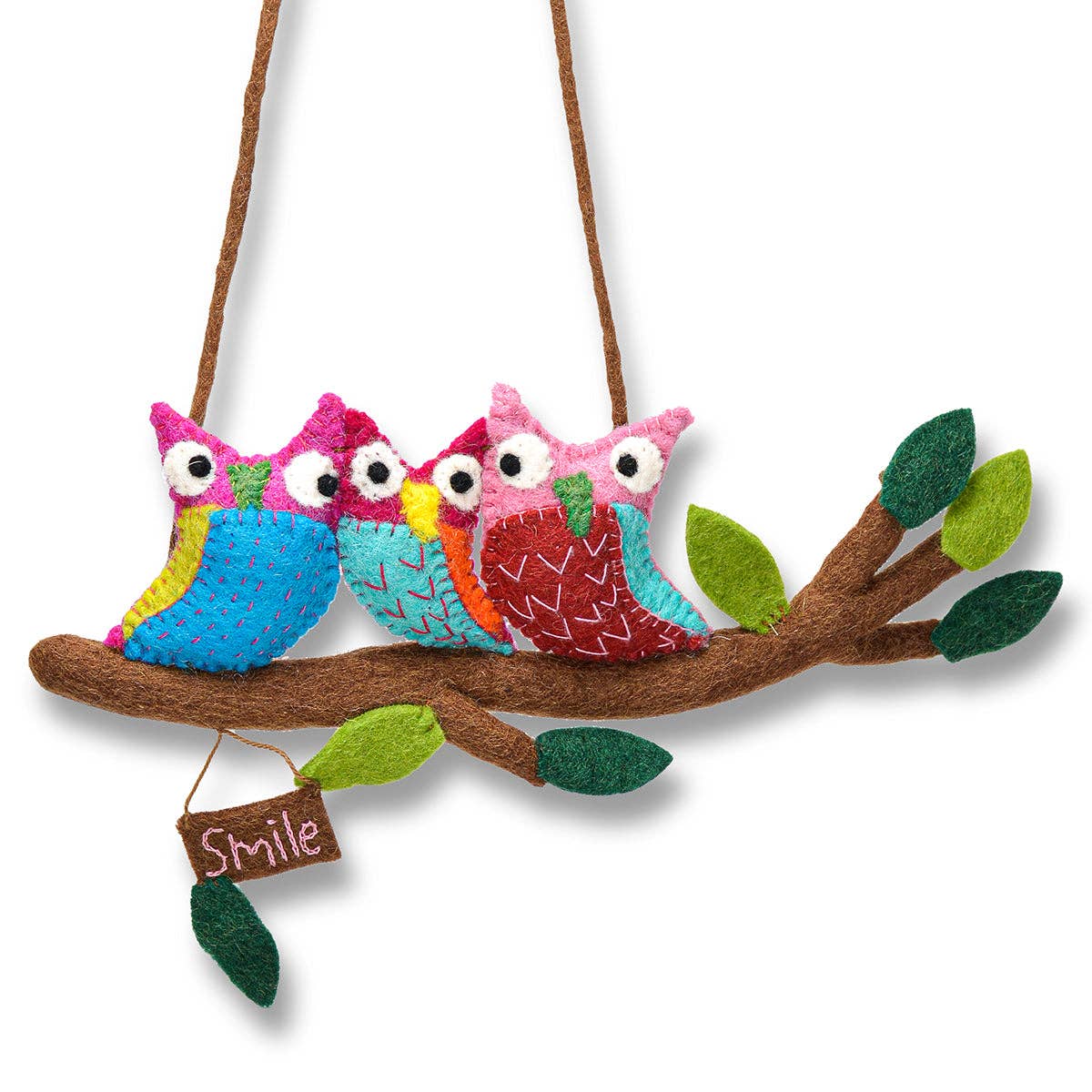 BNB Crafts Inc. - Felted Three Owls in Branch Wall Hanging: Assorted colors