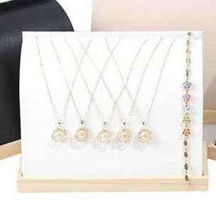 Zakka Canada - Solid Wood Base Necklace Display Stand Stylish Jewelry: Beige Velvet