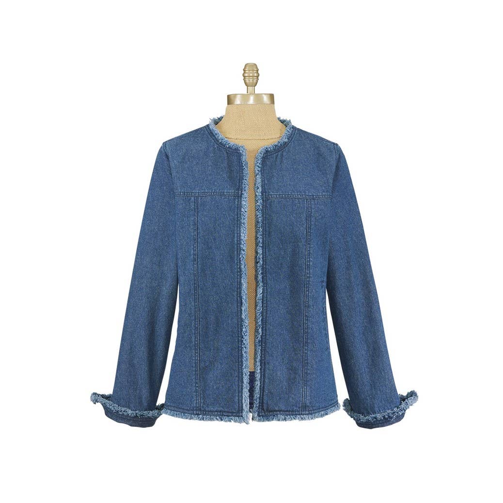Back in the Saddle - Torey Fringed Denim Jacket: X Large