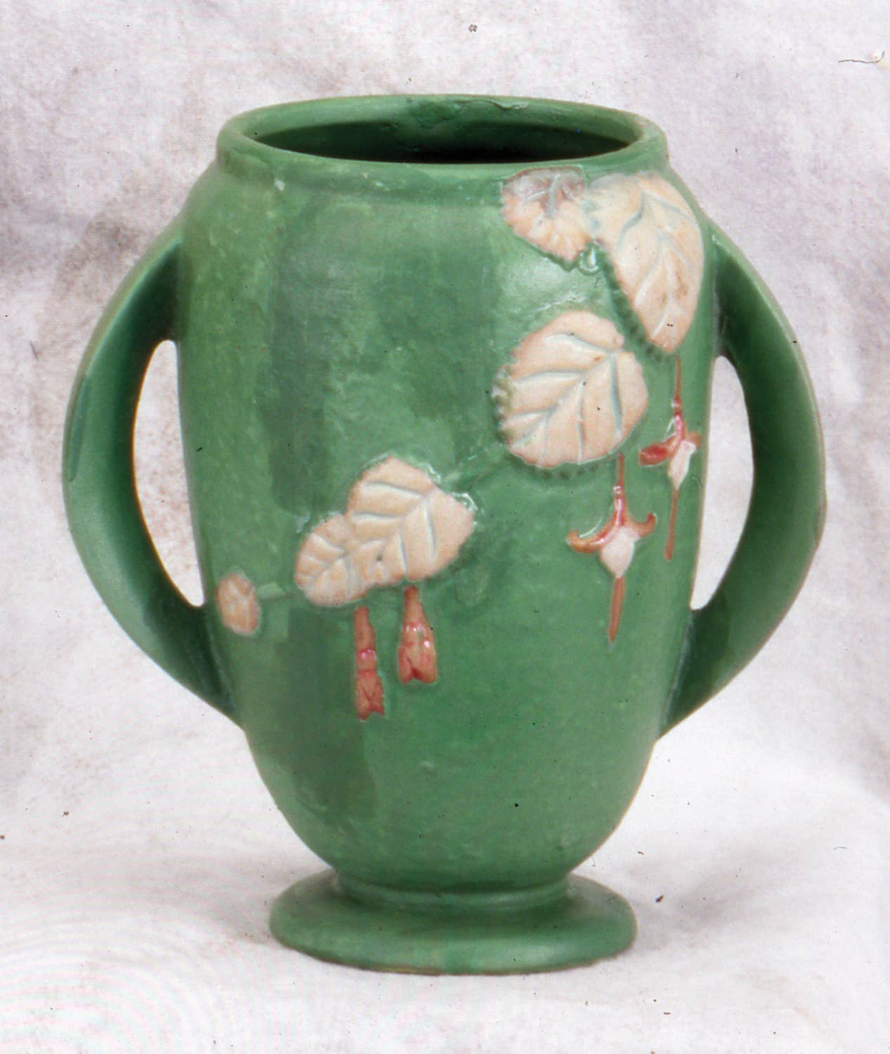 AA Importing - Roseville-Style, Fushcia Vase in Brown & Green, 6": Green