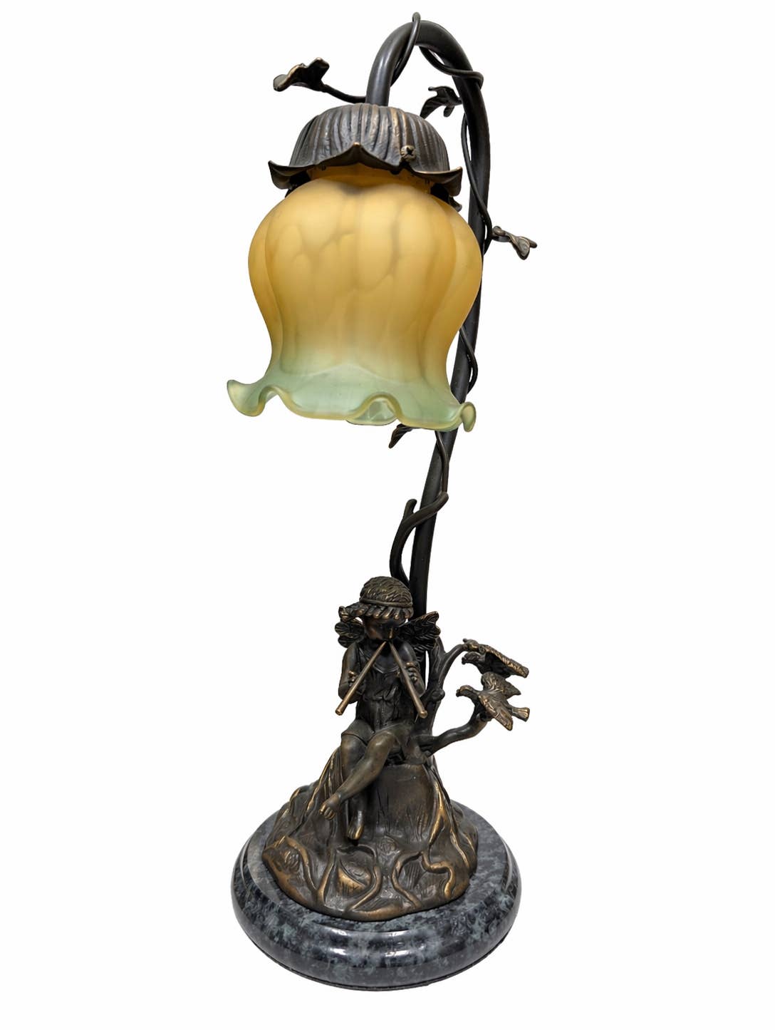 AA Importing - Angel w/ Flute Accent Lamp & Tulip Glass Shade