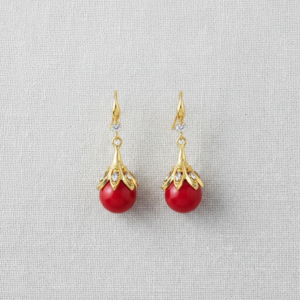 camilla dovey - Elegant Red Crystal Drop Earrings