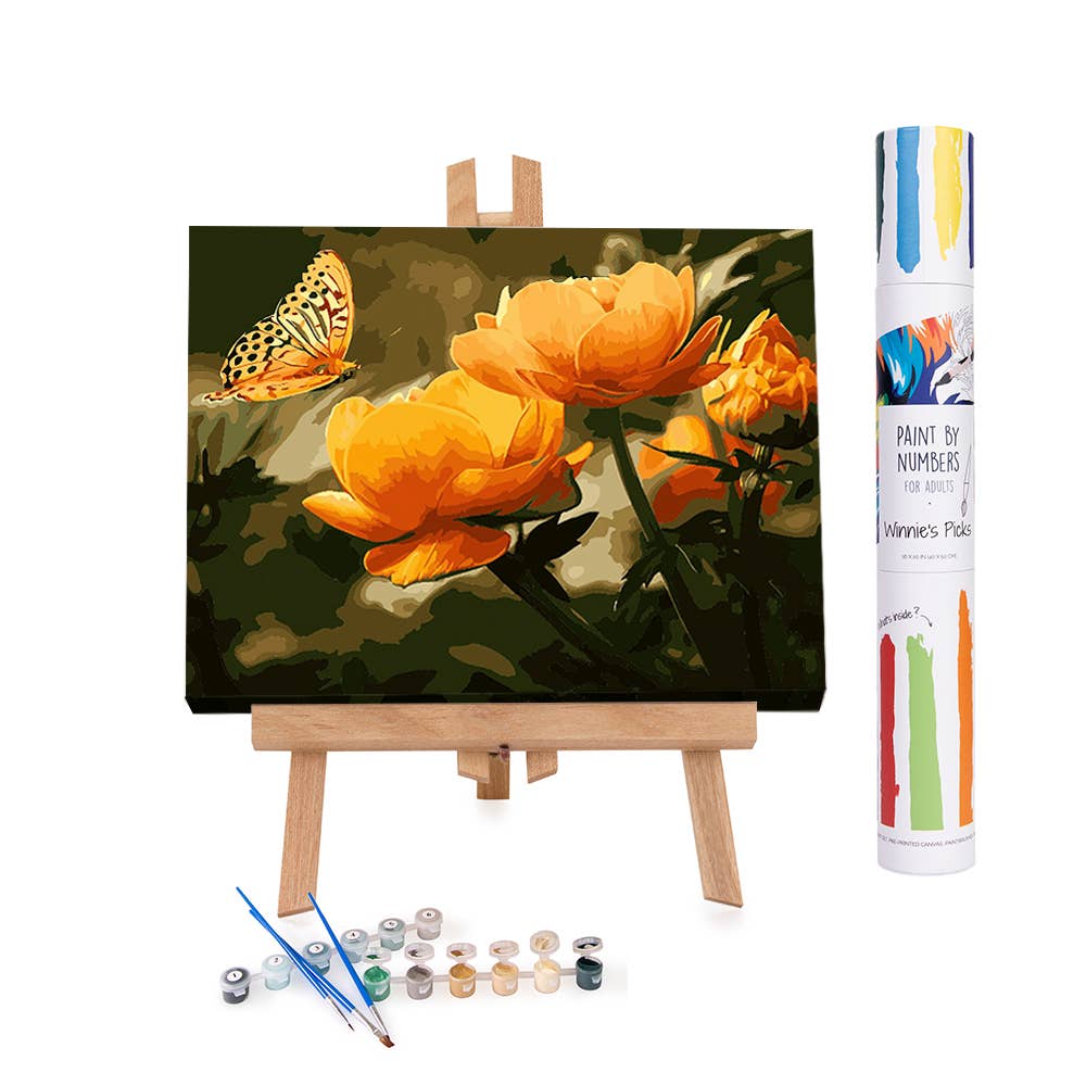 Winnie's Picks - Peach butterfly in the summer - DIY Paint By Numbers Kit: 16x20in
