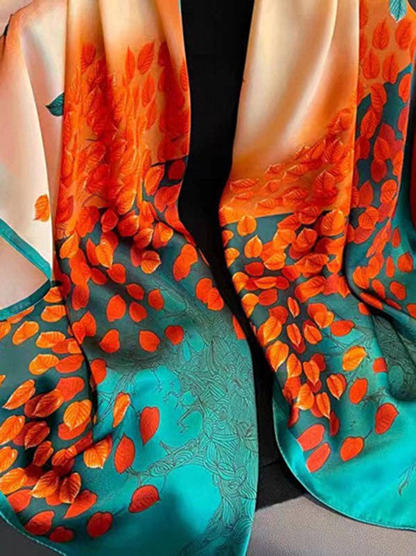 UZ Wholesale Store - Floral Printed Scarf Headband: ORANGE / One_size