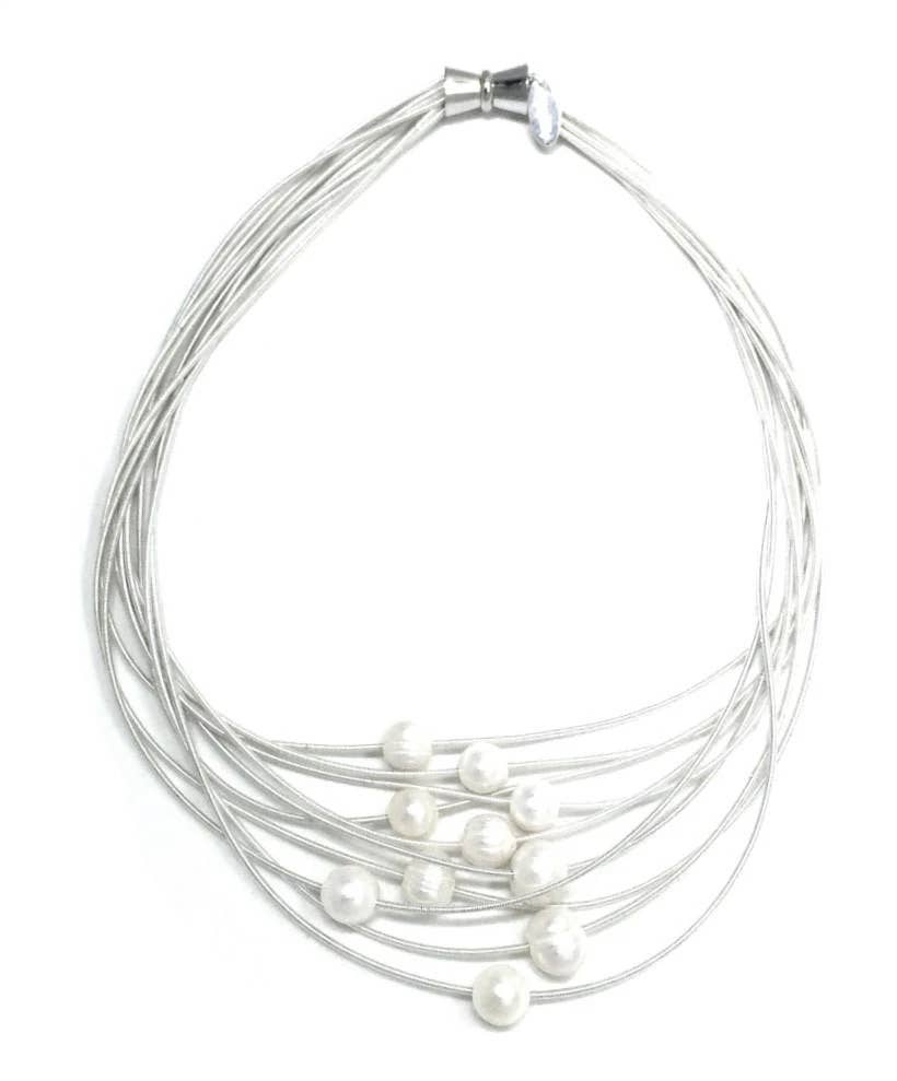 Sea Lily - 541 - White 10 Layer PW N with White FW Pearls