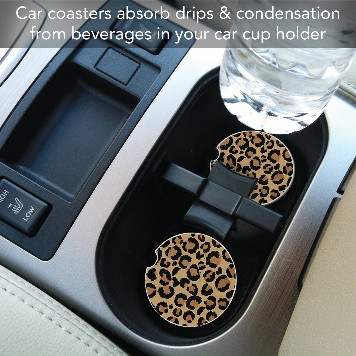 CounterArt/Highland Home/Thirstystone/CoasterStone - Leopard Print Bulk Stone Car Coaster-NO PACKAGING