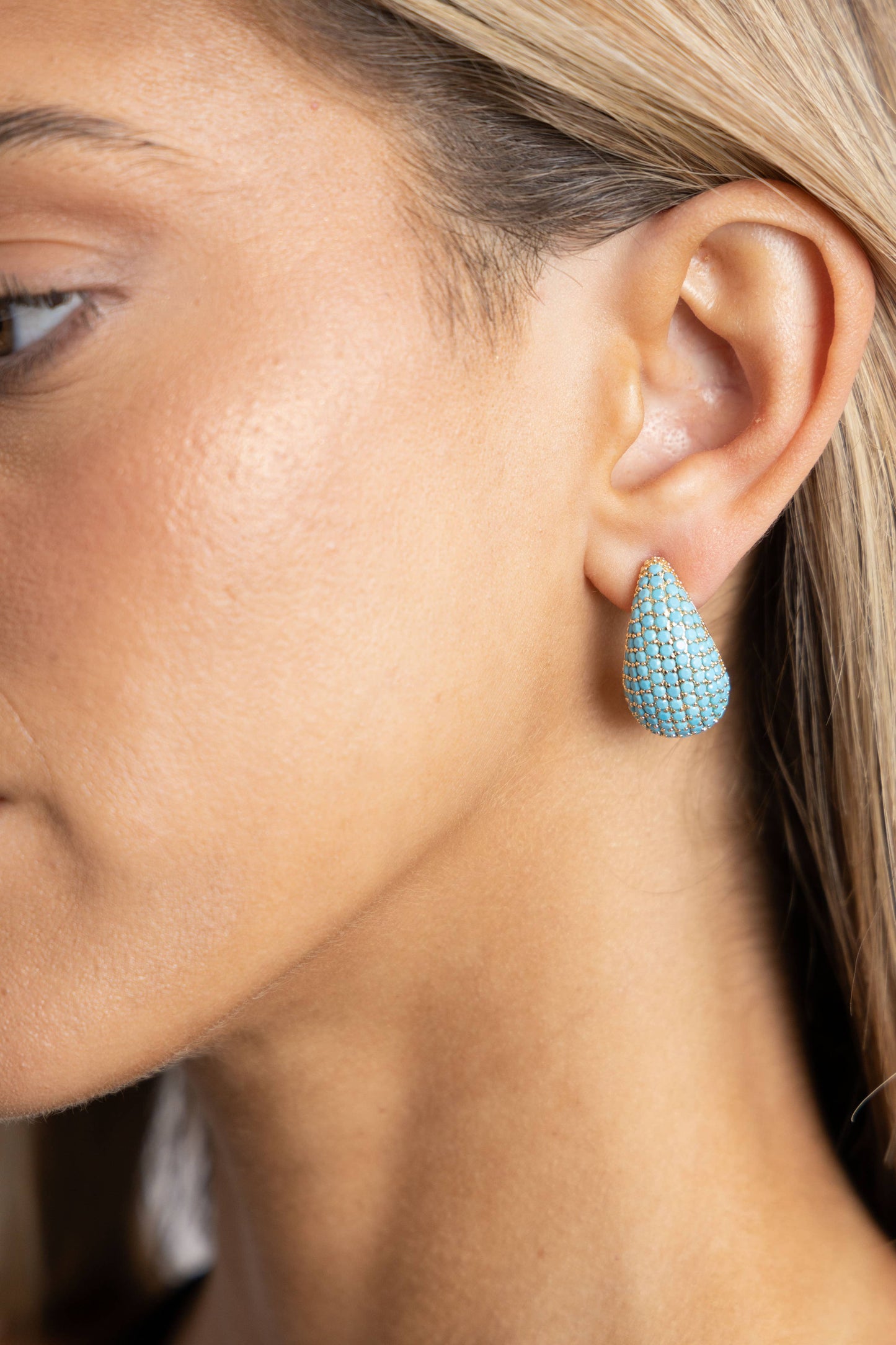 Sahira Jewelry Design - Celine CZ Raindrop Earring: Turquoise