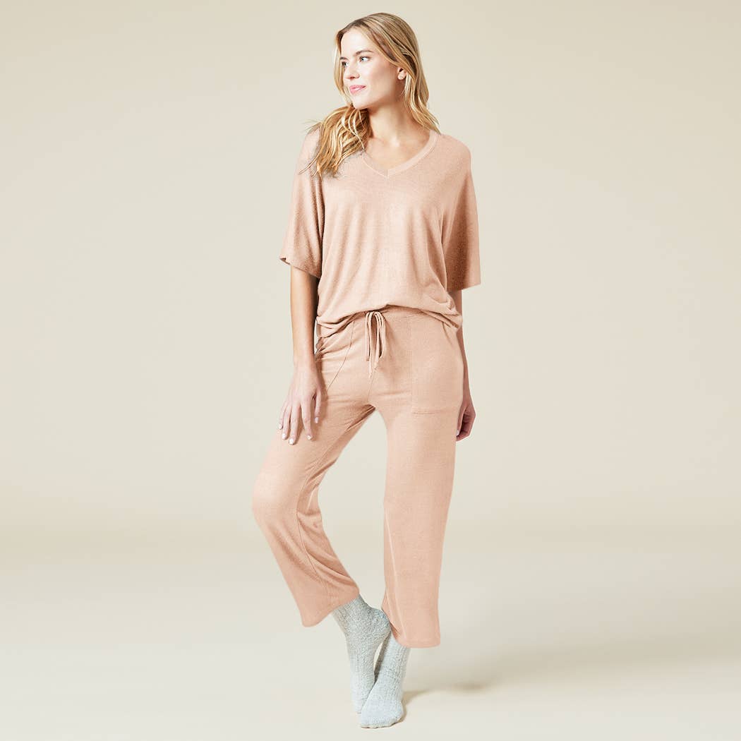 Softies - Dream Jersey Relaxed V-neck with Capri Lounge Set for Women: Coco / M