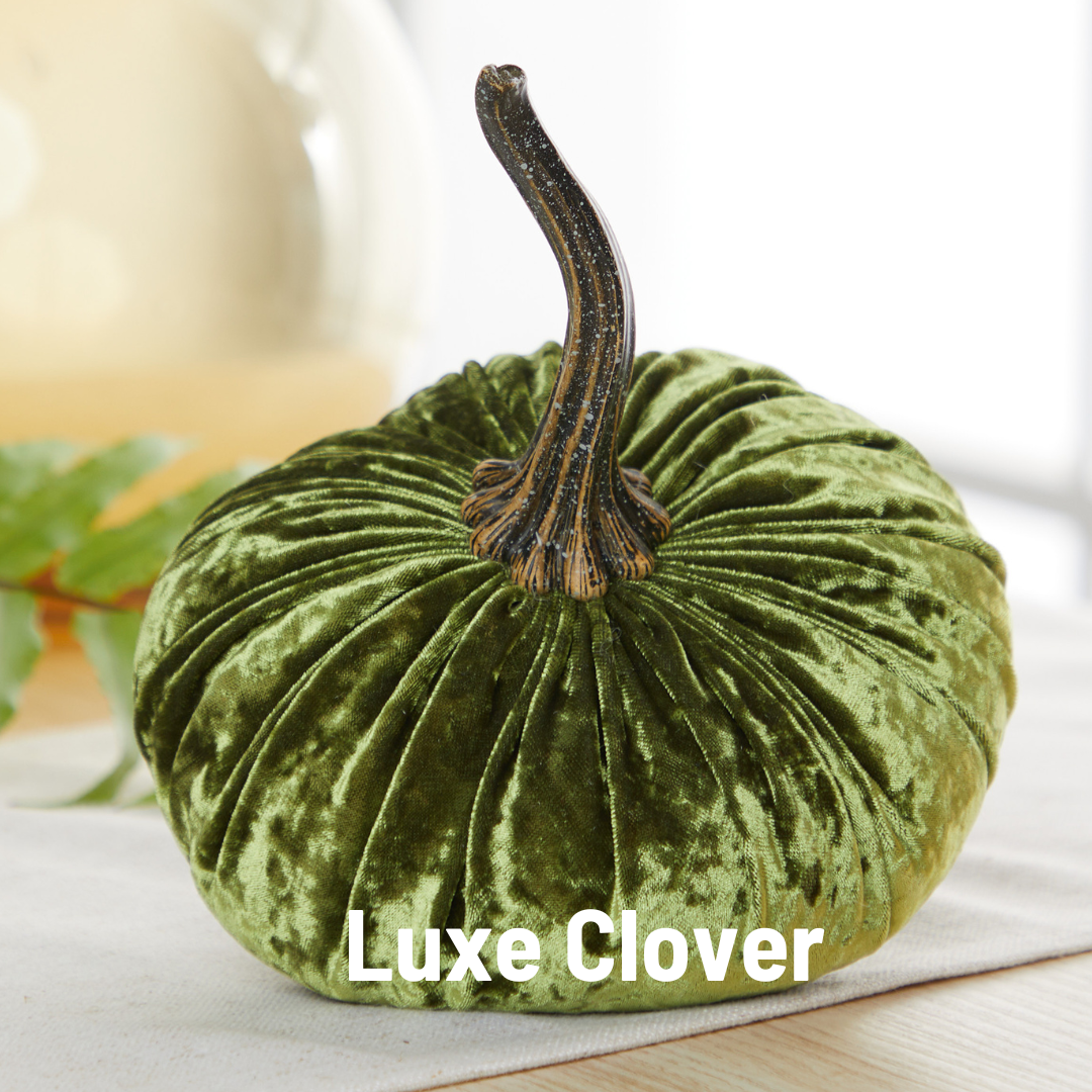 Your Heart's Content - Pumpkin Large Velvet, Fall Decor, Shelf Sitter, Tablescape: Avocado