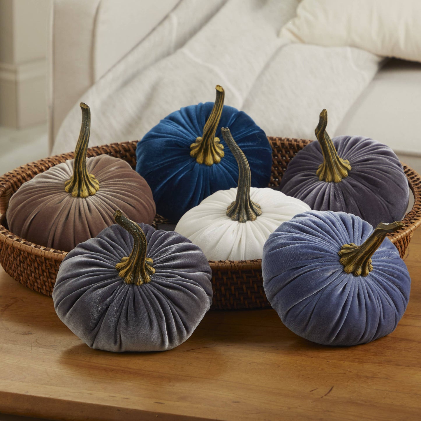 Your Heart's Content - Pumpkin Large Velvet, Fall Decor, Shelf Sitter, Tablescape: Avocado