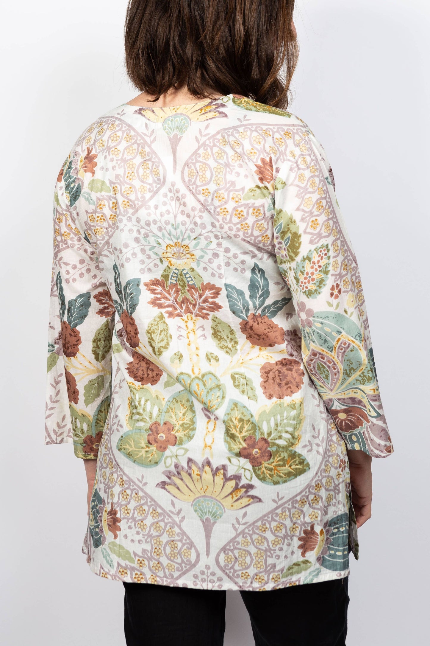 Dolma - Divya Cotton Tunic: White-Multi / S