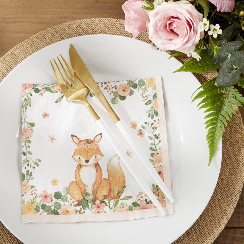 Kate Aspen - Woodland Baby 2 Ply Paper Napkins - Pink (Set of 30)