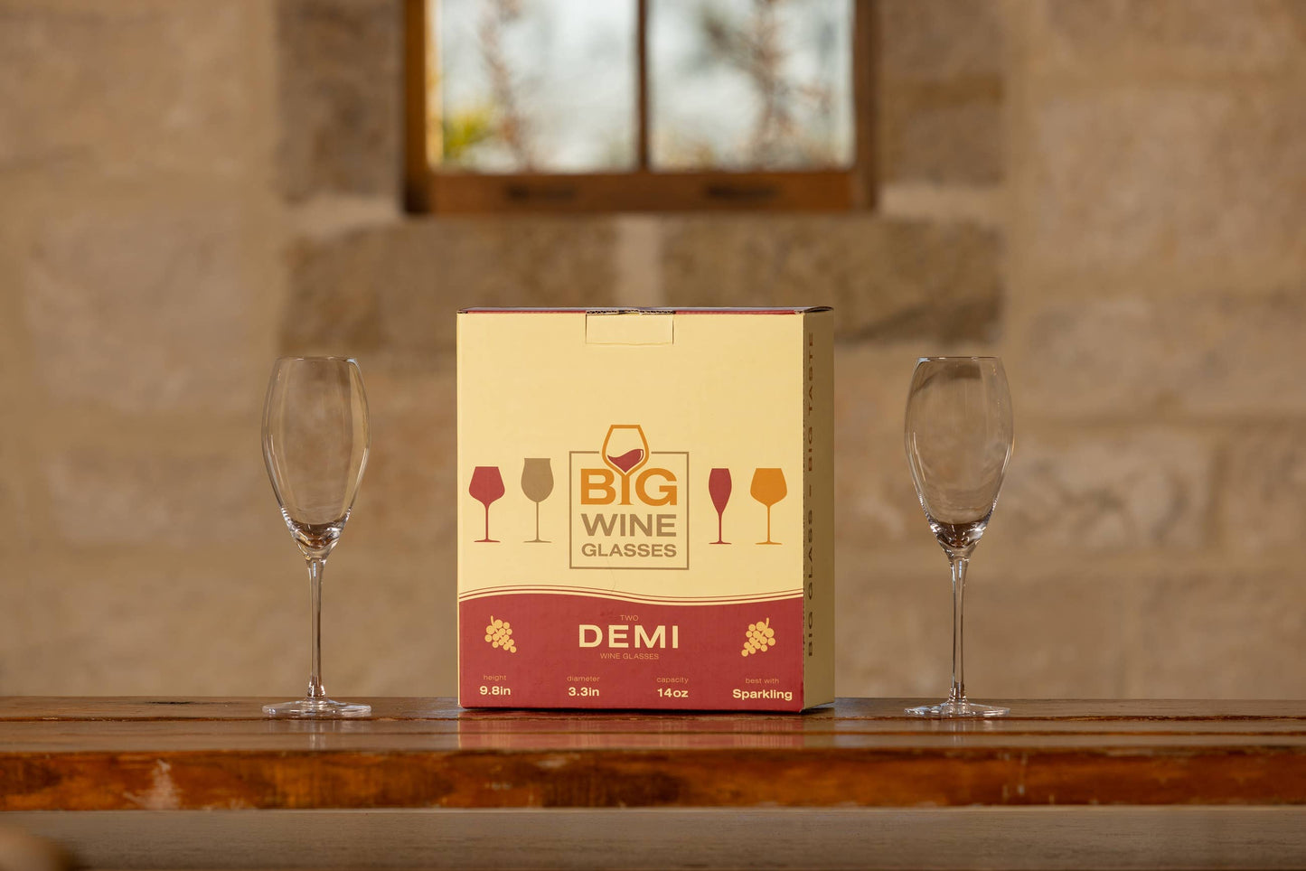Big Wine Glasses - DEMI - Oversized Champagne Glasses (Set of 2)