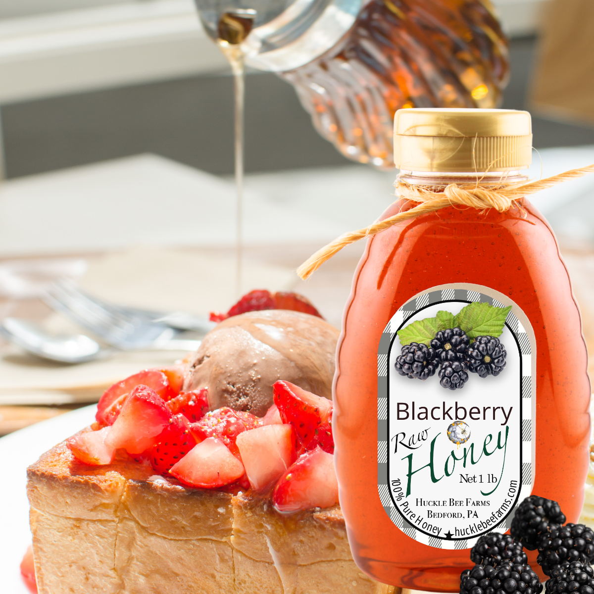 Huckle Bee Farms LLC - Blackberry Infused Honey: 1 lb