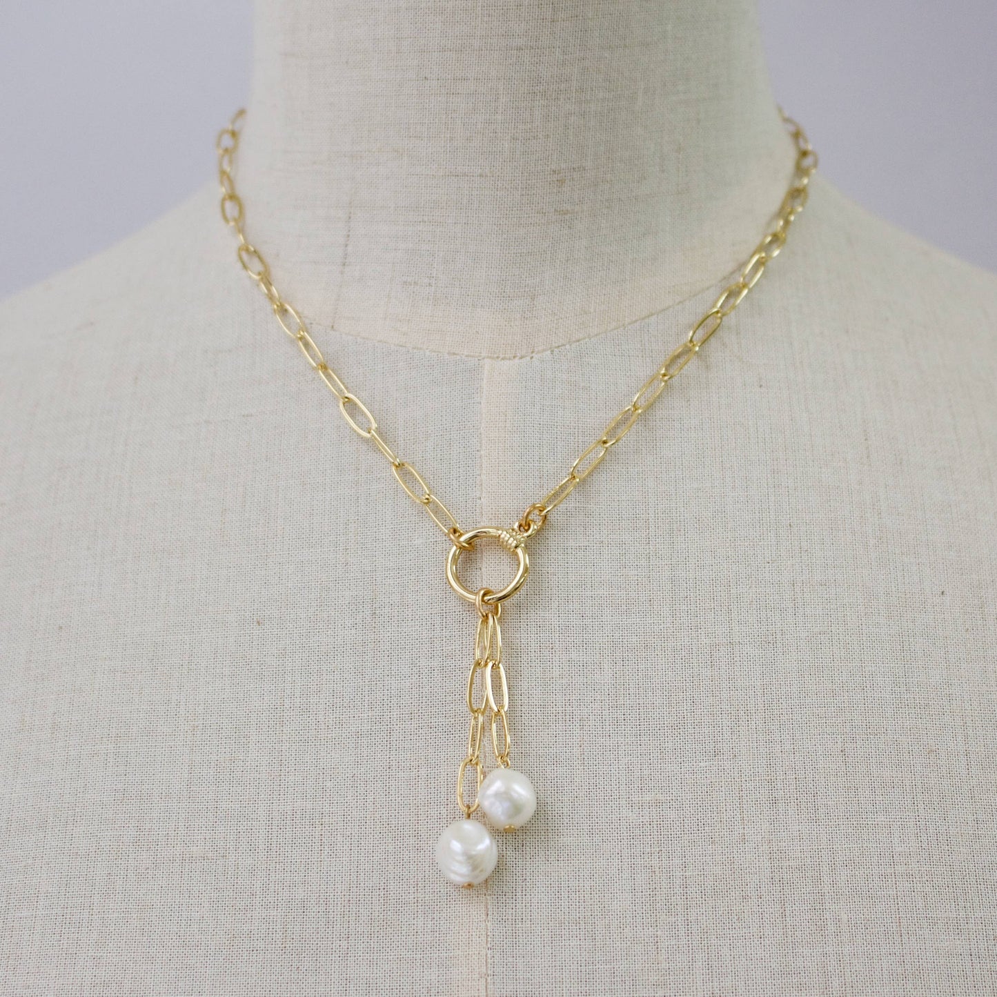 a.v. max - Anna Pearl Toggle Necklace: Pearl/Gold