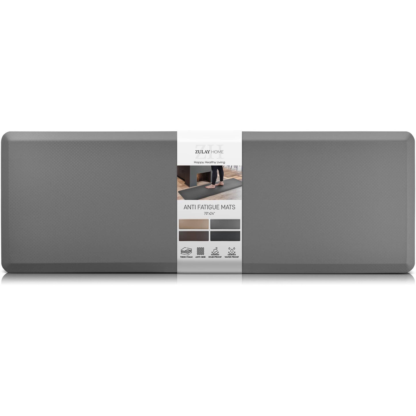 Zulay Kitchen - Anti Fatigue Mat - Thick Non Slip Foam (24X70): Brown