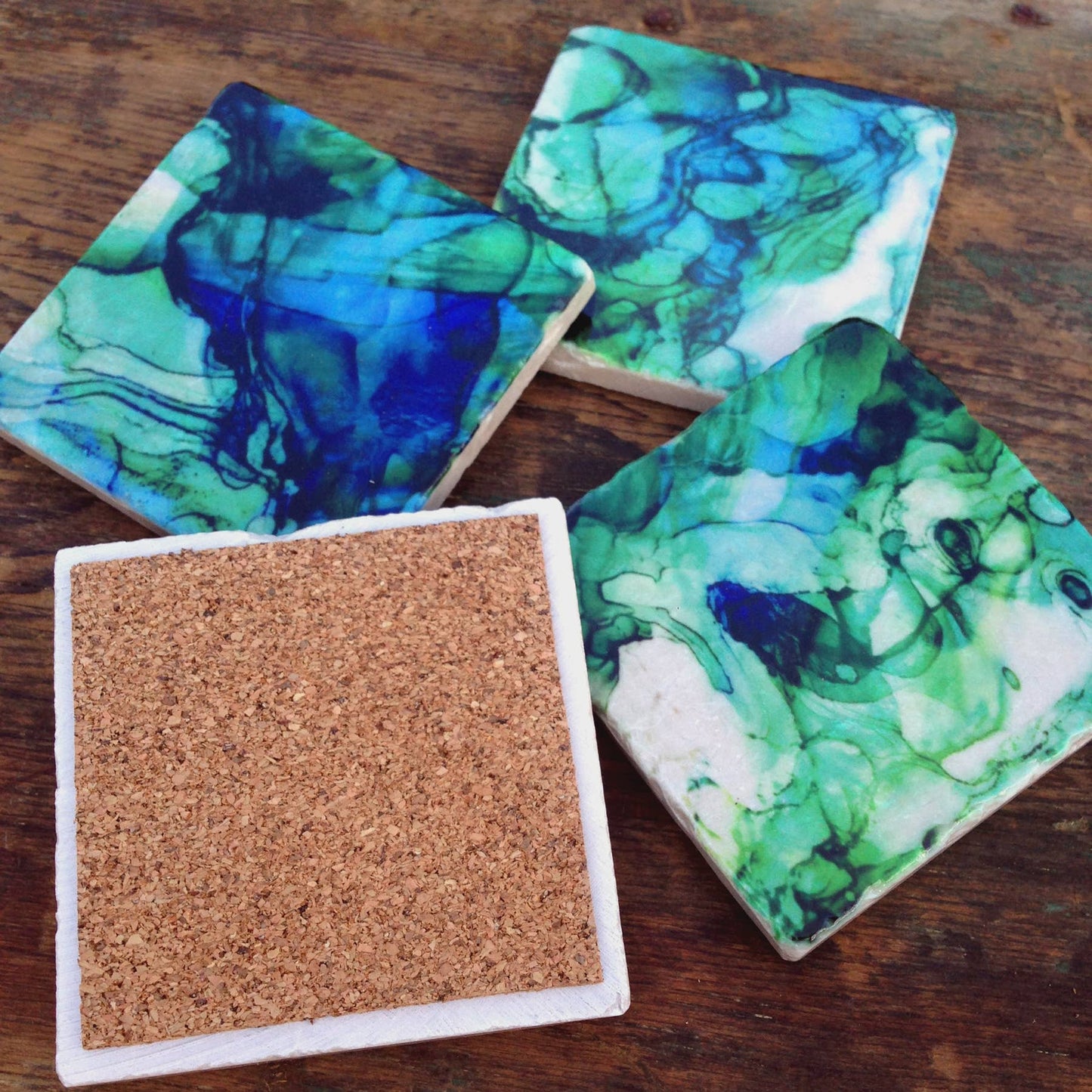 The Painted Lily - Ocean Blues stone coasters - case of 4