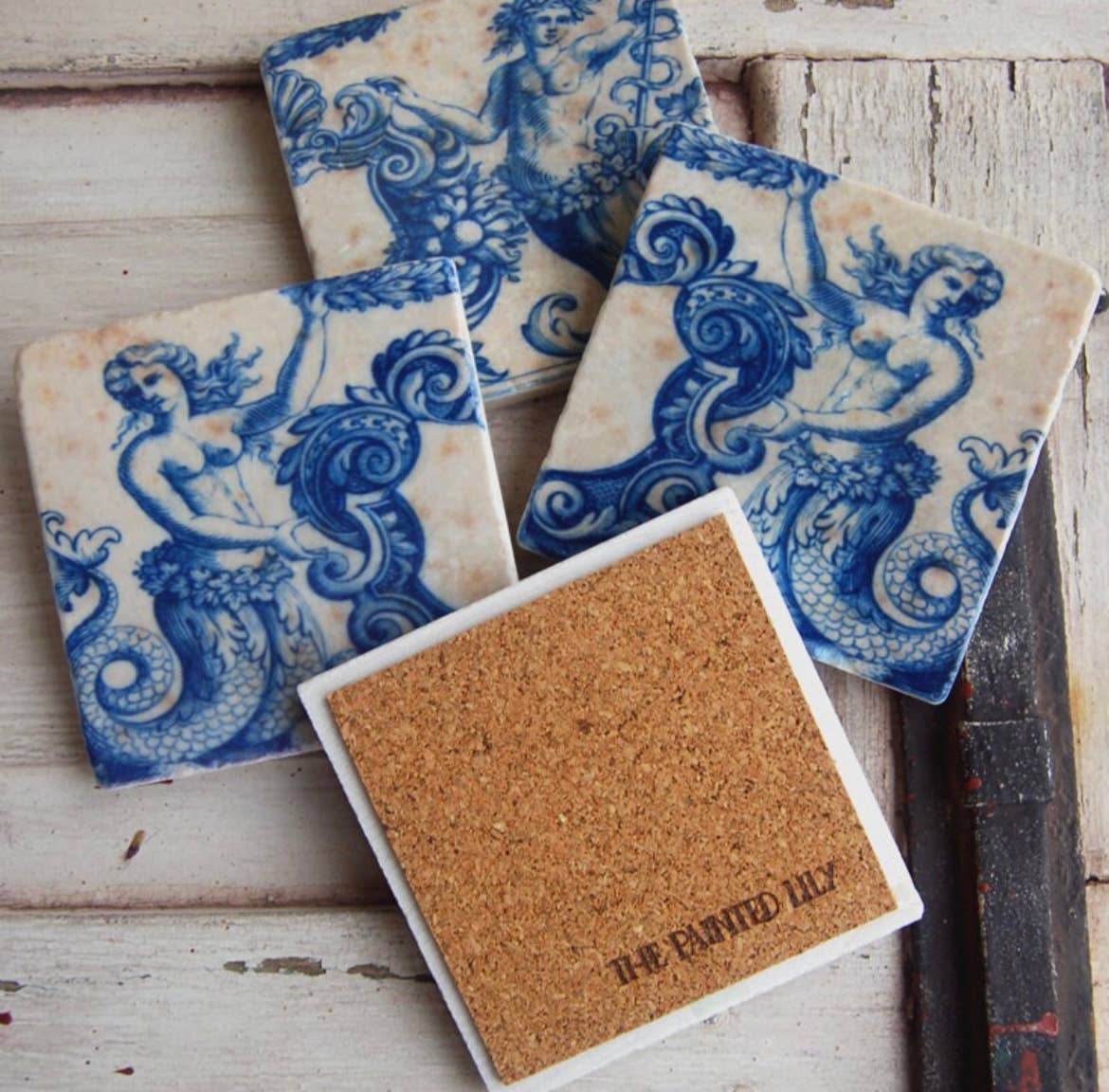 The Painted Lily - Mermaids stone coasters - case of 4