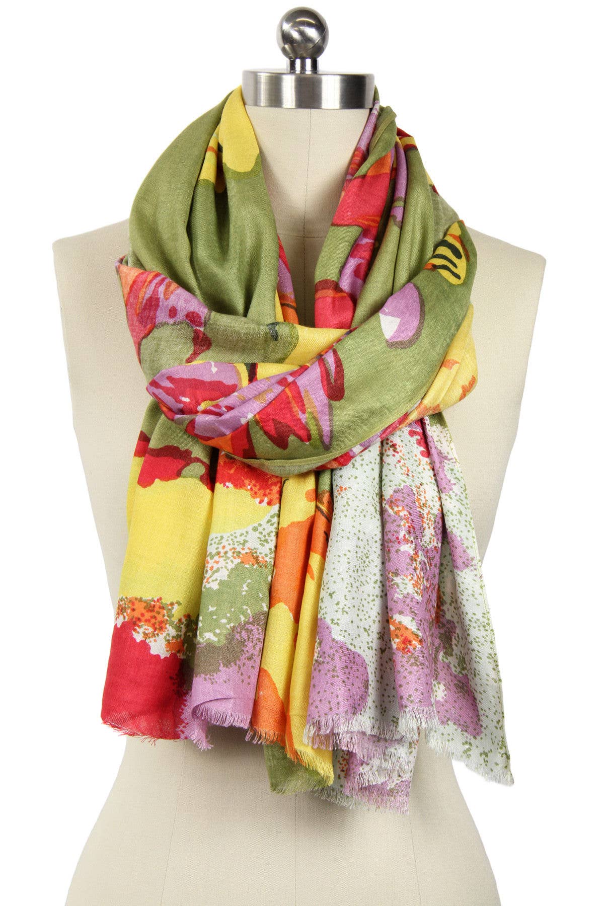 SAACHI - Abstract Flower Yellow Scarf