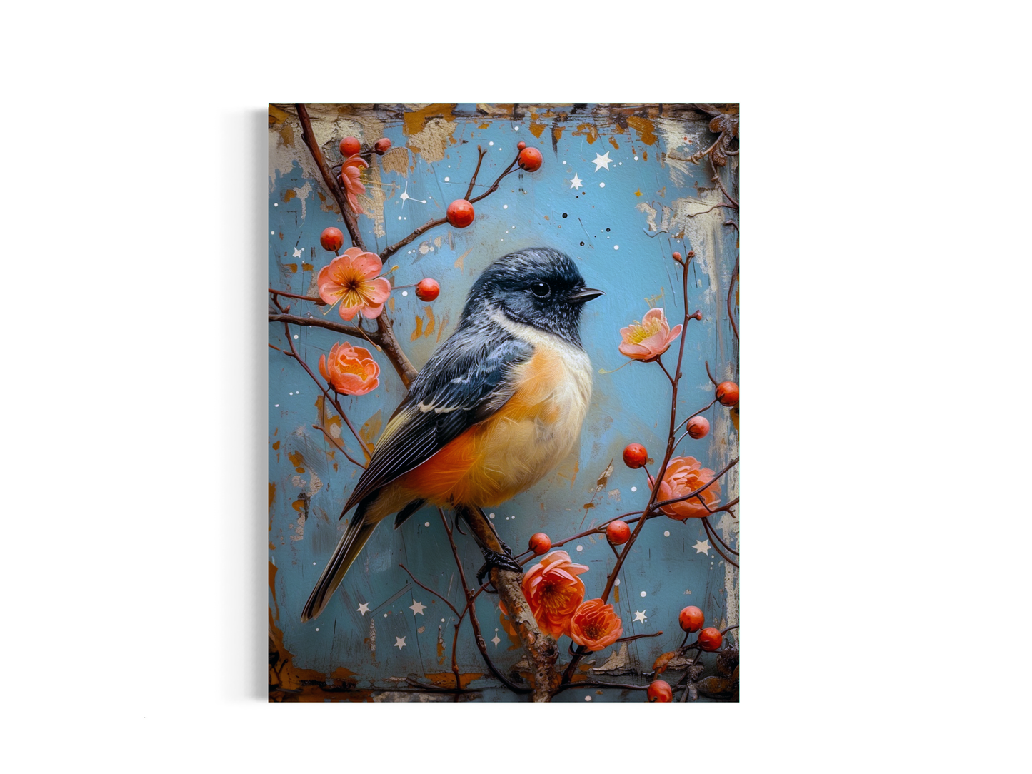 Salty Alyce - Bird in Spring Flower Antique Painting Wall Decor 101AS