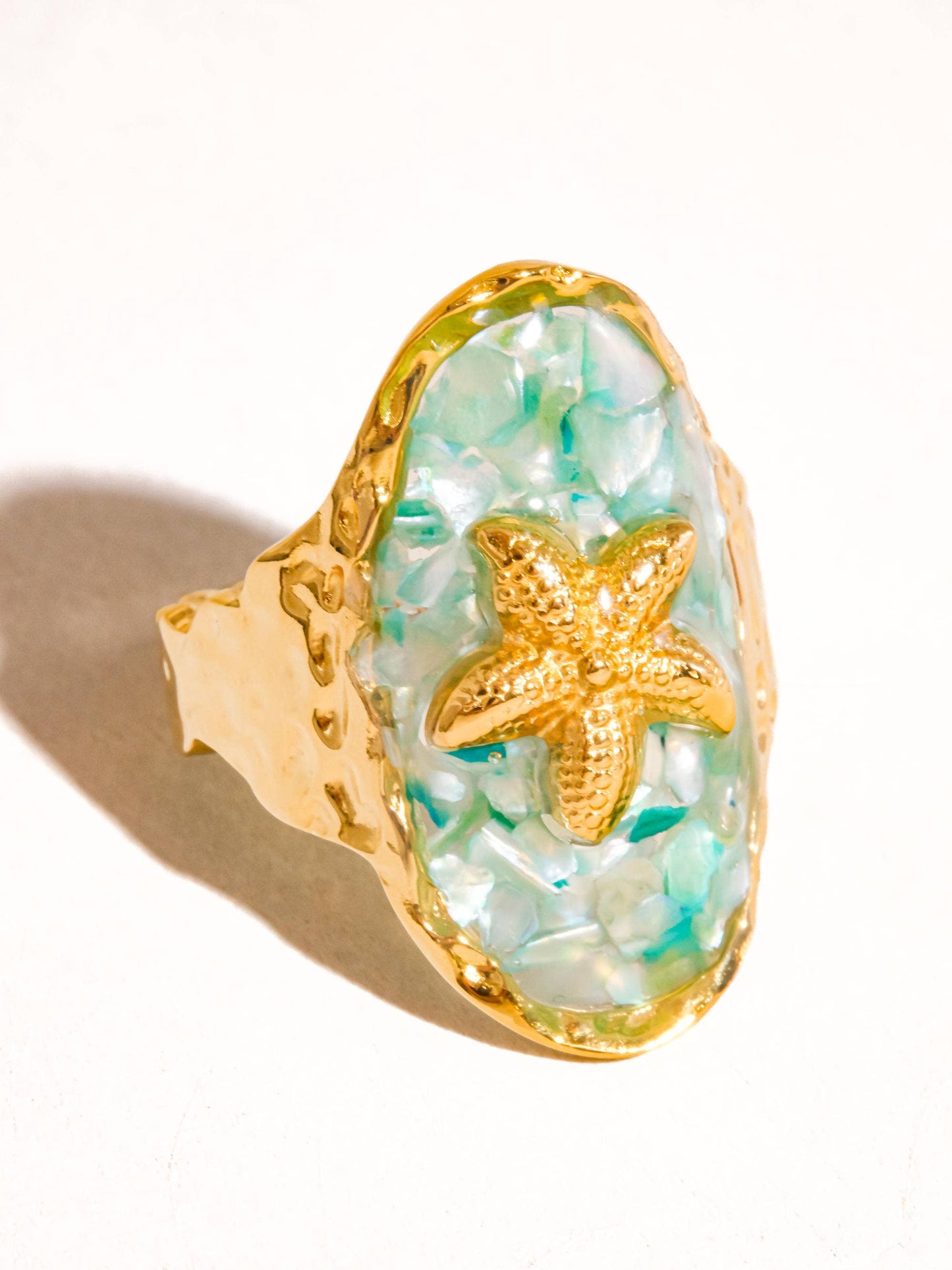 Flânerie by MAIQ - Keshet 18K Gold Non-Tarnish Starfish Ring: Blue