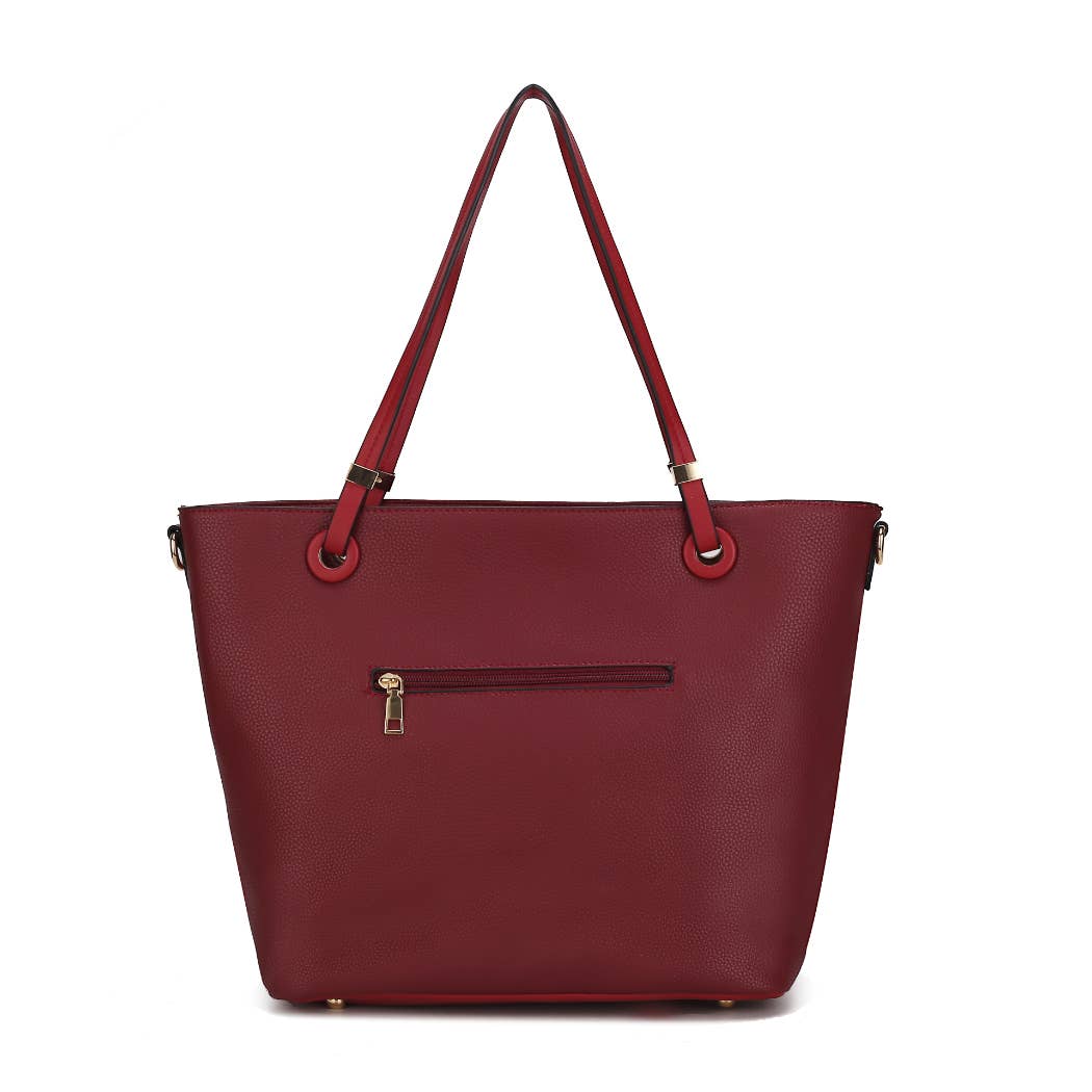 MKF Collection - Vallie Color-Block Vegan Leather Women Tote Handbag by Mia K: Charcoal-Pewter-Denim