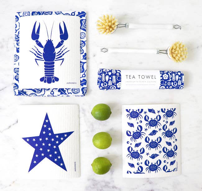 Jangneus - Swedish Dishcloth - Crabs - Blue: Blue