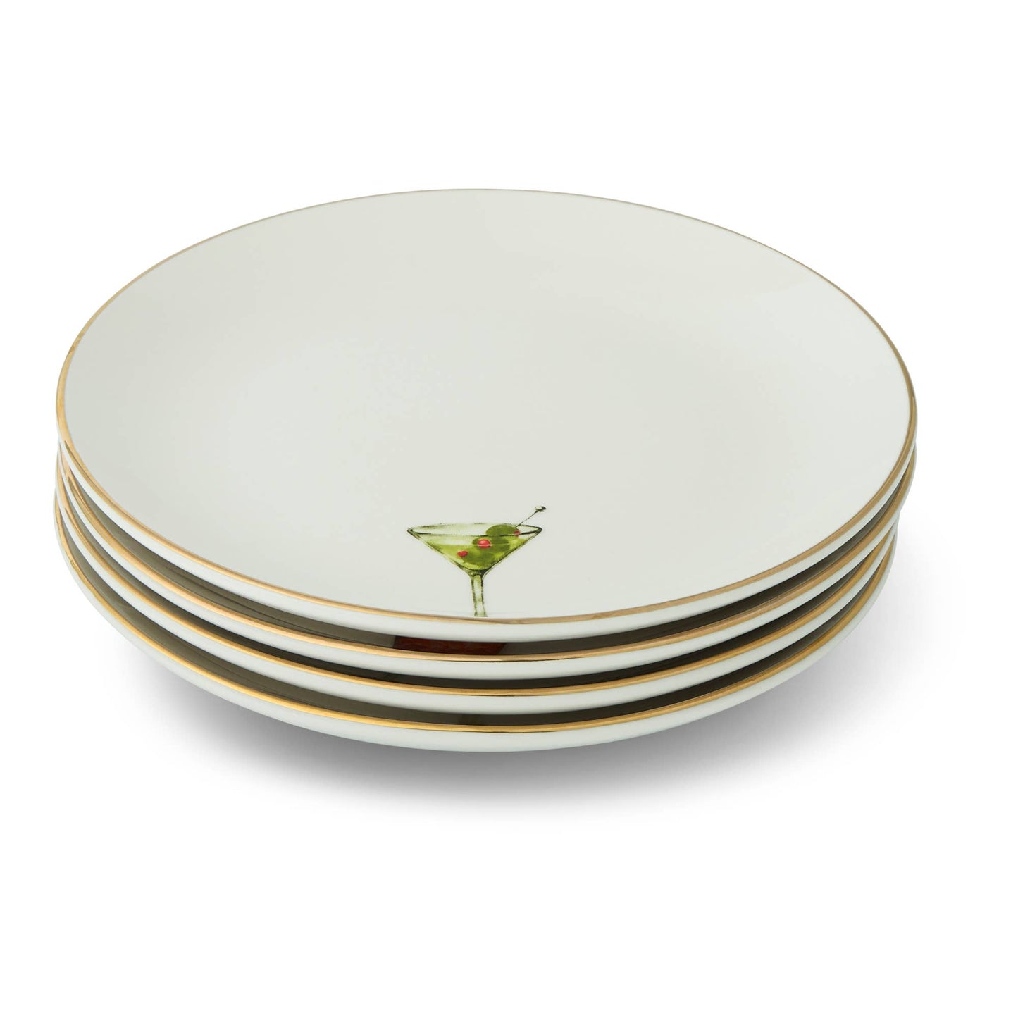 Core Home - 4pk 6" Gold Rim Plates - Classic Cocktails