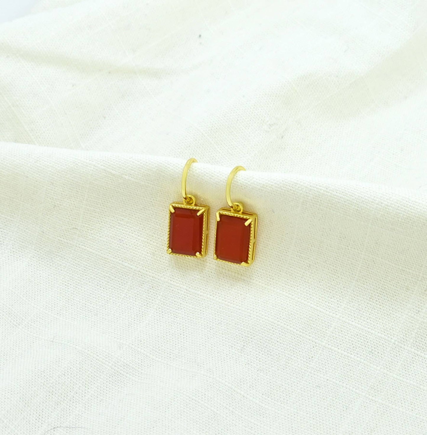 Schmuckoo Berlin - Baguette Drop Earrings Silver 925 - Carnelian