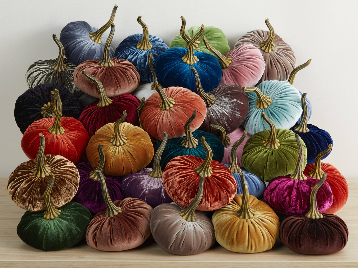 Your Heart's Content - Pumpkin Large Velvet, Fall Decor, Shelf Sitter, Tablescape: Avocado