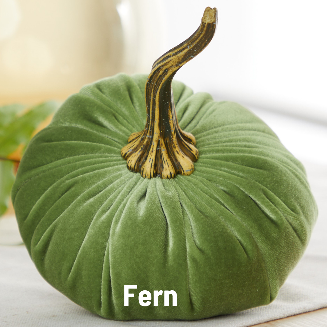 Your Heart's Content - Pumpkin Large Velvet, Fall Decor, Shelf Sitter, Tablescape: Avocado