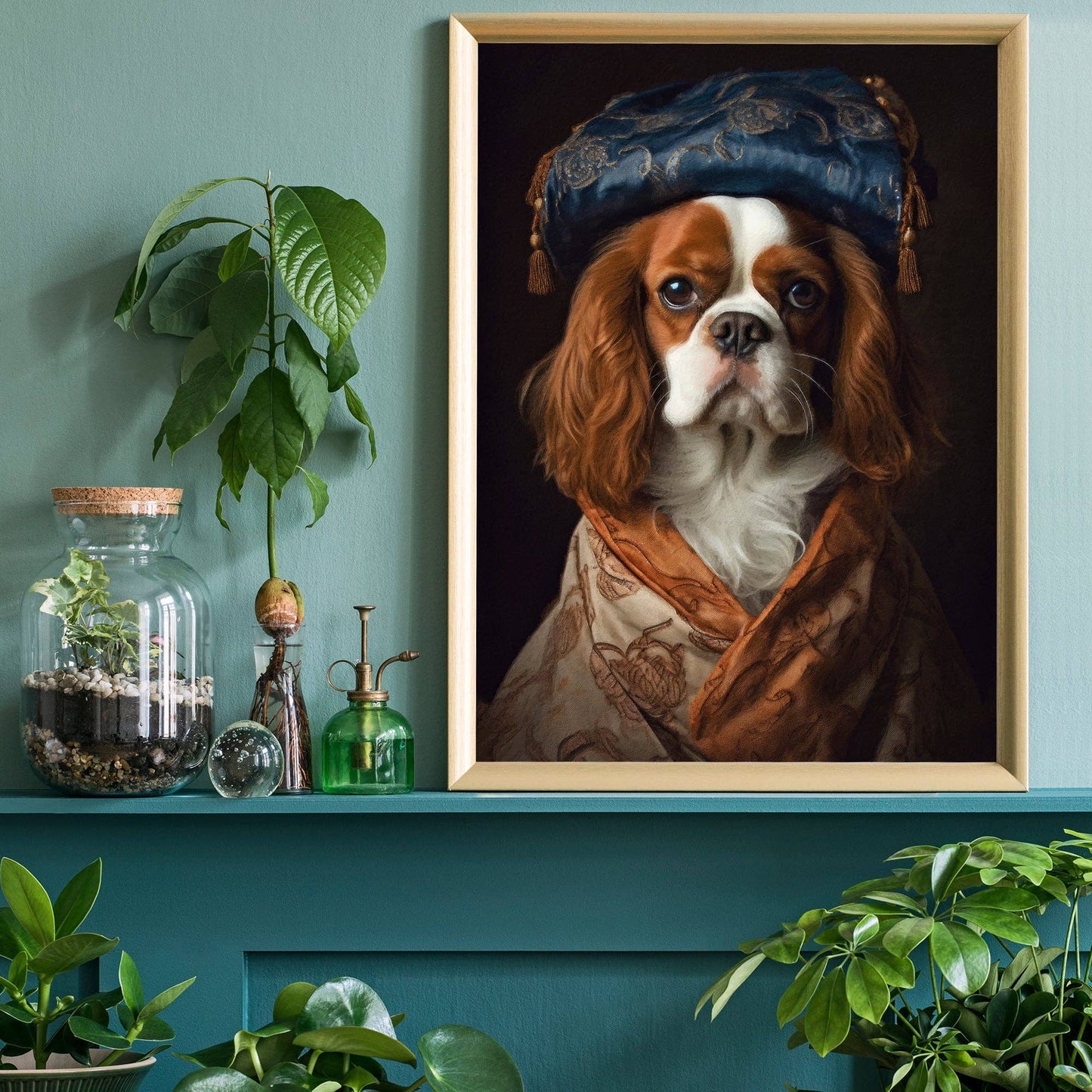 Ink & Drop - King Charles Spaniel Tan Dog Portrait Print: 11 ¾ x 15 ¾ in | 30x40 cm / Matte