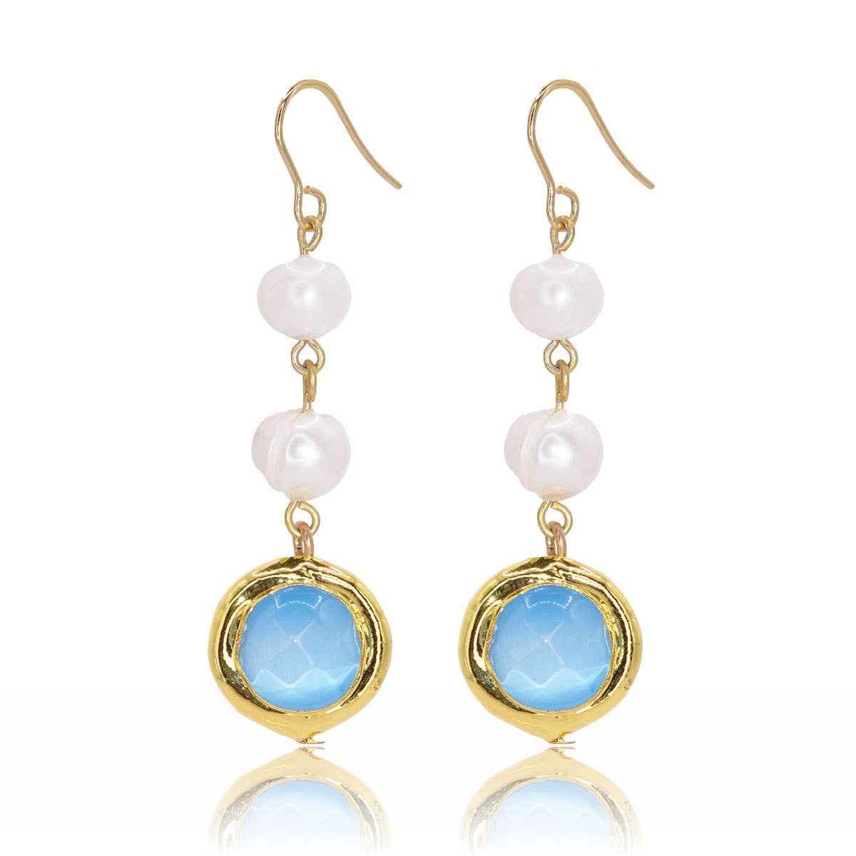 KARINE SULTAN - Dolce Linear drop Earrings: Aquamarine Blue