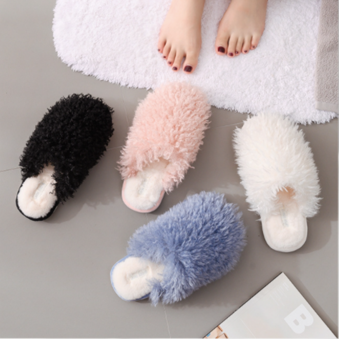DrifWoo - Women Fluffy Slippers Bride to be Gift Spa Slippers Bridal: Blue / US 6.5-7 Women