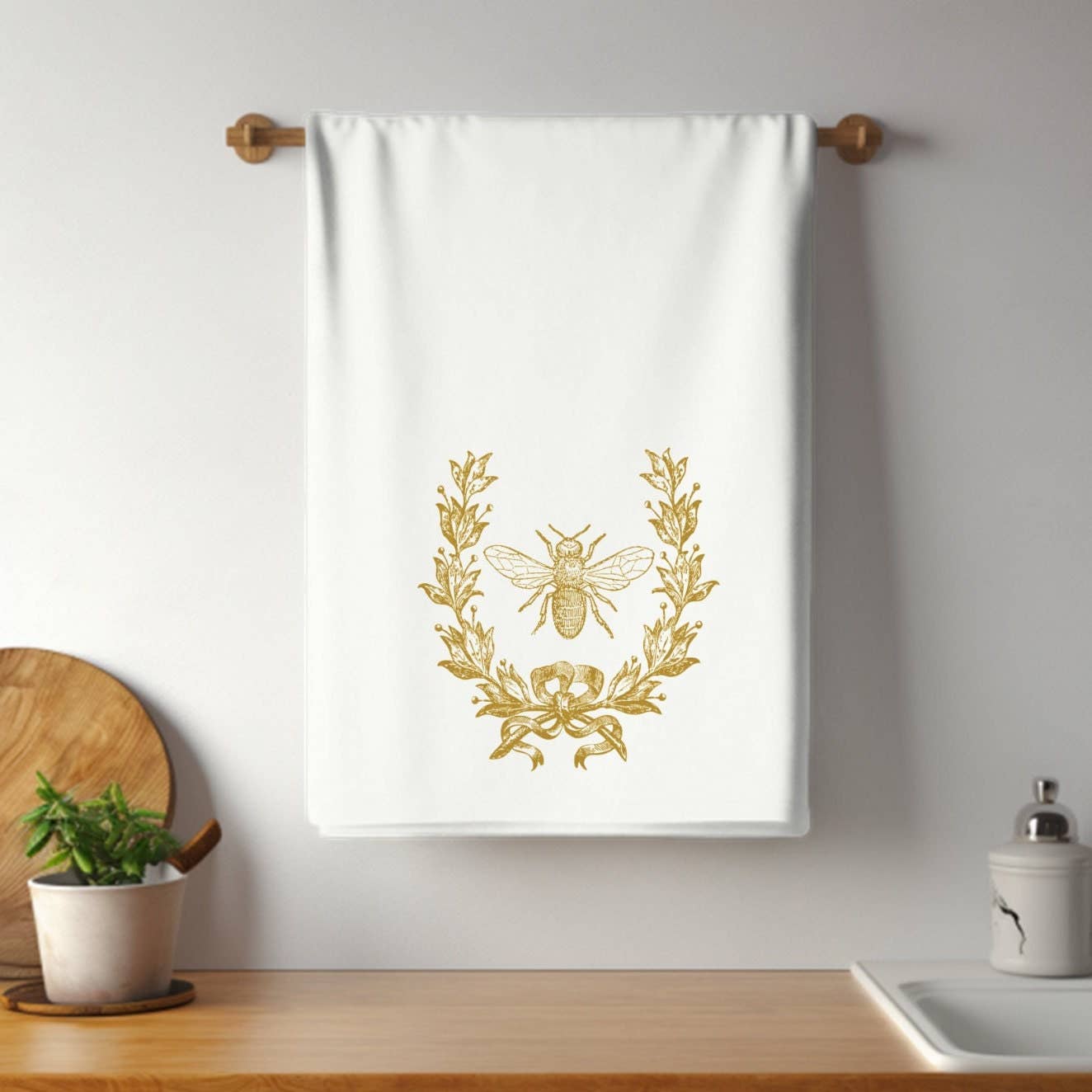 Fernville Creations - Gold Bee French Inspired Luxury Velour Hand Towel