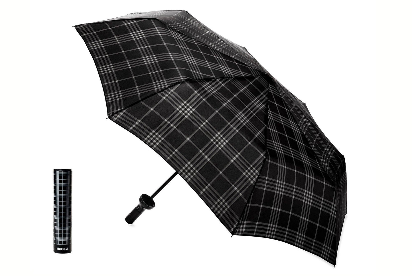 Vinrella - Black Plaid Bottle Umbrella