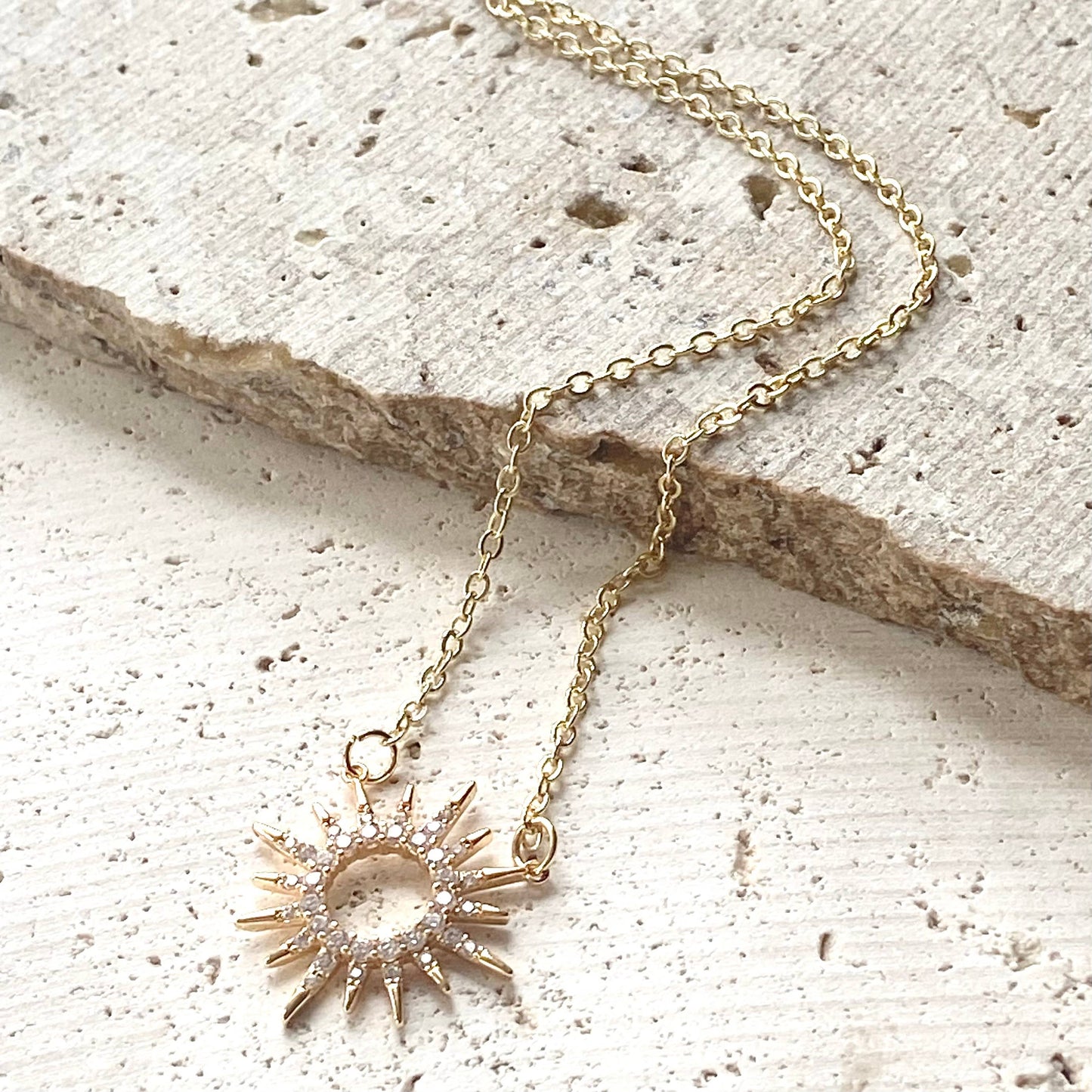 VB&CO Designs Handmade Jewelry - Sun celestial necklace minimalist boutique salon jewelry: 18”
