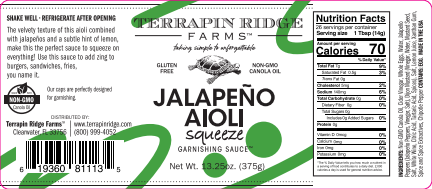 Terrapin Ridge Farms - Jalapeno Aioli Squeeze 13.25 Oz