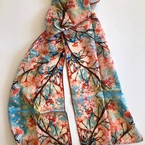 NINA J - Cherry Blossoms Silk Scarf