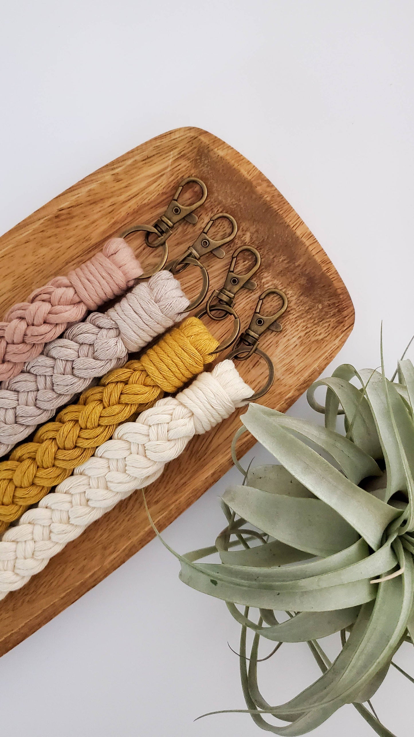 Under The Pines Goods - Braided Macrame Wristlet Keychain: Oat