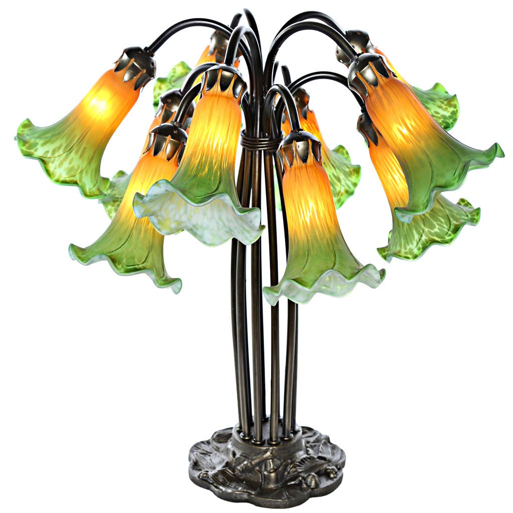 River of Goods - 21"H Lily 10 Light Green & Amber Shade Table Lamp
