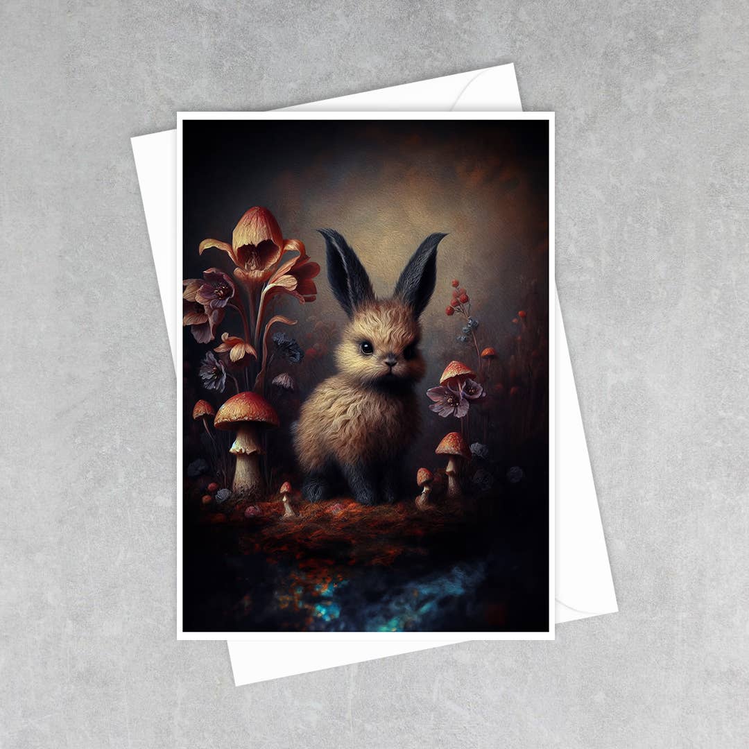 Salty Alyce - Rabbit In Mushroom Forest Greeting Card 53AS